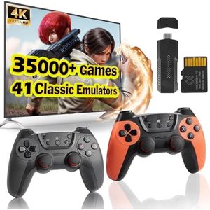 Wireless Retro Game Console,Retro Game Stick with Built-in 41 Emulators,64G/35,000+ Games Games,4K HDMI Output,2.4GHz Wireless Controller,Plug and Play Video Games for TV