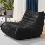 Hobestluk Bean Bag Chairs for Adults Giant BeanBag Chair Sofa Memory Foam Bean Bag Chair Faux Fur Fireside Bean Bags Big Lazy Sofa for Living Room Bedroom Dorm Office (Black Plush)