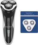 SweetLF 3D Rechargeable IPX7 Waterproof Electric Shaver Wet and Dry Men's Rotary Shavers Electric Shaving Razors with 3PCS replacement Shaving Cutter net blades (18.5 * 8.8 * 7.4 CM)