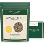 VAHDAM, Ginger Mint Green Tea Loose Leaf 100g (50+ Cups) Blend Of Ginger Tea & Mint Tea | Pure Green Tea Leaves | High Elevation Grown | Vacuum Sealed