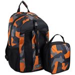 FUEL Dome Backpack with Lunch Box Set, Orange & Black