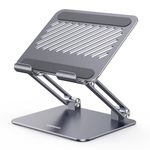 UGREEN Tablet Stand Holder for Desk, Dual Rod Support Desktop Mount, Adjustable Foldable Dock, Multi-Angle Riser Compatible with iPad Pro Air Mini, Grey