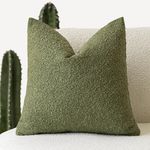 Foindtower Textured Boucle Throw Pillow Covers Accent Solid Pillow Cases Cozy Soft Decorative Couch Cushion Case for Chair Sofa Bedroom Living Room Home Decor, 18 x 18 Inch,Green