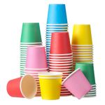 FANTESI 150 Pack Disposable Paper Cups, 2oz/60ml Small Paper Cups for Hot and Cold Drinks, Colorful Bathroom, Espresso Paper Cups for Party, Picnic, Office