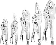 WORKPRO 5-Piece Locking Pliers Set, Pliers Tool Set, Vice Grips with Chrome-Vanadium Steel, 5/7/10 inch Curved Jaw Pliers, 6.5/9 inch Long Nose Pliers