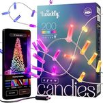 Twinkly Strings USB-C Candle-Shaped Light String with 200 RGB LEDs. 40 Feet. Clear Wire. App-Controlled. USB-C-Powered. Indoor Smart Home Lighting Decoration