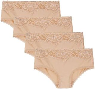 LIQQY Women's 4 Pack Super Soft Breathable Lace Trim Hipster Brief Panty Underwear