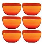 Large Ceramic Square Bowl Set - 26 Ounce for Pasta, Cereal, Soup and Berries - Set of 6 (Gradient Orange)