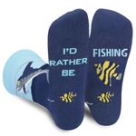 Funny Fishing Socks for Men Dad Women Teen Boys-I’d Rather Be Fishing Novelty Funky Fun Crazy Silly Socks Gifts-Funny Fathers Day Birthday Fishing Husband Mom mens Gifts Christmas Stocking Stuffers