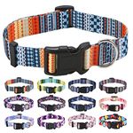 Mihqy Dog Collar with Bohemia Floral Tribal Geometric Patterns - Soft Ethnic Style Collar Adjustable for Small Medium Large Dogs(Bohemian Orange,M)