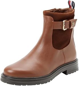 Tommy Hilfiger Femme Bottes Low Boot Material Mix Bottines, Marron (Natural Cognac), 36 EU