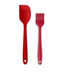 P-Plus International Silicone Non-Stick Heat Resistant Kitchen Utensil| Spatula Big 27cm+Silicone Basting Brush 21cm|Pack of 2 RED