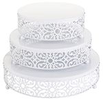 Hedume 3-Piece Cake Stand Set, Round Metal Cake Stands, Dessert Cupcake Stands, Cupcake Pastry Candy Plate for Wedding, Event, Birthday Party