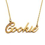 Cookie Italic Personalised Name Necklace With Cubic Zirconia Gold Plated, Custom Dainty Name Pendants, Jewellery for Ladies, Girlfriend, Mother, Sister, Friends
