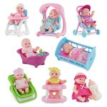 Baby Dolls with Accessories, High Chair, Swing, Bathtub, Walker, Stroller, Cot, Potty, Milk Bottle and More, Dolls For Kids 3+, Xmas, Birthday, Set For Kids, Toddlers, and Girls