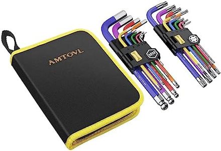 AMTOVL Hex Keys Set - Allen Key Set & Torx Key Set, Metric 18PCS Allen Wrench Set Long Arm Ball Head Design with Colour Coding 1.5mm-10mm, T10-T50