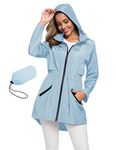 Trendy Womens Raincoat Lightweight Windbreaker Rain Jacket Waterproof