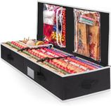 Criusia Gift Wrapping Paper Organizer Storage, Durable Underbed Storage Container Fits 24 Rolls, with Removable Partitions and Pockets for Ribbon, Ornaments, Holiday Accessories, Black