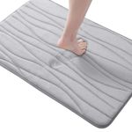 smiry Memory Foam Bath Mat, Extra Soft Super Absorbent Bathroom Mat, Non-Slip Bath Mats for Bathroom Floor, Machine-Washable Bath Rug Foot Mat, 40 x 60 cm, Light Grey