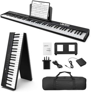 LEKATO Clavier de piano pliable 88 touches, clavier semi-lesté avec pédale de sustain, sac de transport, MIDI, Bluetooth, fonction Split, piano numérique portable pour débutants enfants adultes