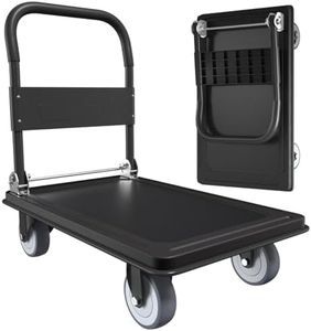 WUD Push Cart, Folding Mobile Platform Trolley,Thickened and Reinforced, 360° Swivel Wheels,35.4 “L x 23.6 ”W, 1100 lb. Black Dolly cart with Wheels (Black, Large)