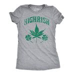 Womens Highrish Funny Irish Pride St. Patrick's Day Lucky Clover T Shirt (Heather Grey) - S