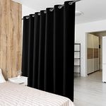 PONY DANCE Privacy Screen Blackout Curtain - 95" Long Black Room Divider Heavyweight Children's Space Blackout Thermal Insulated Privacy Drape Panel for Hotel Glass Door/Office, 100" x 95", 1 Panel