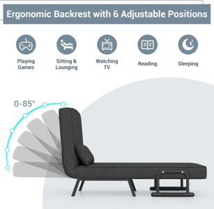 COSTWAY Folding Sofa Bed – Dark Grey Convertible Sleeper