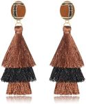 Game Day Earrings Sport Football Tassel Drop Earrings Fun Team Color Statement Earrings Game Day Team Supports Fan Jewelry Gift, Metal, No Gemstone