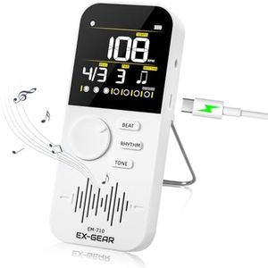EX GEAR Digital Metronome, Rechargeable Electronic Metronome with Color LCD Screen, Wide Tempo Range & Multiple Time Signatures for Piano, Guitar, Violin, Drums & All Instruments