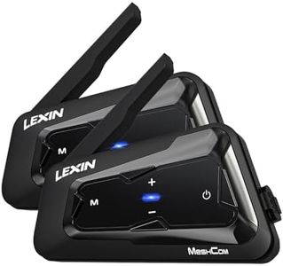 LEXIN MeshCom Motorcycle Bluetooth Headset, Mesh Group Helmet Communication System, Support Audio Multitasking/Music Sharing/Loud Speakers/IP67 Waterproof/Voice Assistant/FM Radio, Dual Pack