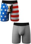 Shinesty Hammock Support Underwear for Men | Long Leg Boxer Briefs | US XL 2 Pack American Eagle/Grey