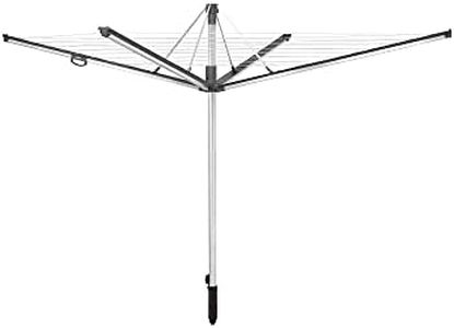 Leifheit Séchoir parapluie Linomatic 600 Plus (anthracite), étendoir à linge 60 m, séchoir à linge avec rétractation automatique des fils, hauteur ajustable