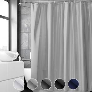 REDKEY Rideau Douche, Rideau de Douche 240x200 cm, Rideaux de Douche PVC Lavable en Machine avec 16 Crochets, Imperméable,Anti Moisissure,Rideau Baignoire pour Salle de Bains Gris