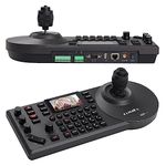 FoMaKo NDI PTZ Camera Controller 3" Preview LCD, NDI Camera Controller Keyboard with 4D Joystick for Live Streaming (NDI License Included) KC608N Black