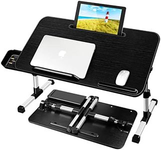 AirOpen Table de Lit pour Ordinateur Portable, Pliable, Réglable en Hauteur et Angle, Plateau de Lit avec Tiroir/Fente pour Tablette, Table pour Lit/Canapé/Sol (60 x 34 cm, Noir)