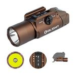 OLIGHT PL Turbo 800 Lumens Rail-Mounted Tactical Light, 515 Meters Long-Range Distance Flashlight with Strobe Function and Rail Locating Keys, Compatible with 1913 Picatinny or GL Rail (Desert Tan)