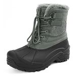 Maxome Mens Waterproof Snow Boots Insulated Warm Fur Lined Non Slip Outdoor Cold Weather Work Hiking Boot Grey