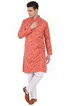 SKAVIJ Kurta Pajama Set for Men Long Sleeve Cotton Party Dress Red_L