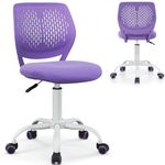 GYMAX Kids Desk Chair, Height Adjustable Study Chairs with PU Casters, Gas Lift, Children Swivel Computer Chair for School Home, Load Capacity 110kg (Purple)