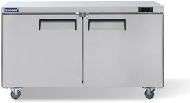 ICECASA 60" W Commercial Freezer Worktop Undercounter Freezer Single Door Stainless Steel Counter Fan Cooling Freezer 16.4 Cu.ft for Restaurant, Bar, Shop, etc