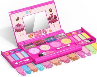 Non Toxic Princess Real Washable Cosmetic Set - Kids Makeup Kit for 3+ Year Olds, Washable Fashion Makeup Set for Pretend Play