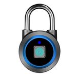 MEGAFEIS Zinc Fingerprint Padlock, Bluetooth Lock, Mobile App, Megafeis Smart Padlock With Keyless Biometric, Water Resistant, Suitable For Gym, Sports, Bike, School, Fence And Storage(Blue)