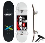 jaspo Heist (31"X 8") Complete Fully Assembled Skateboard, 7 Layer Wooden (Canadian Maple) Concave Skateboard For Boys, Kids, Youth, Adults – Made In India