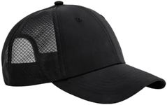 4SP® Unisex Technical Mesh Trucker Cap Hat (UK, Alpha, One Size, Black/Black)