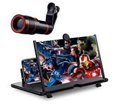 Techking Combo Pack of 2 Items - 3D Screen Expanders & Screen Amplifier, 12X Zoom Mobile Phone Telescope Lens for hd pictures with Adjustable Clip (1 Year Warranty)