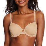 Maidenform One Fab Fit Underwire Bra, Microfiber T-Shirt Bra, Full-Coverage Convertible Bra, Lightly Padded Bra for Everyday, Paris Nude, 38D