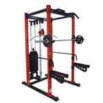 Gamma Fitness Power Squat Rack Commercial Heavy Duty With Rubberised J-hooks & Protective Spotters | For Professional Total Body Workout (3 Varients) (Power Rack With Half Crossover PR-22 Luxury)