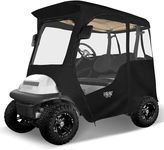 10L0L Golf Cart Deluxe Enclosure 2 Passenger for Club Car Precedent & Tempo, 600D Super Waterproof Windproof Golf Buggy Cover with 8 Adjustable Windproof Hooks and Mirror Opening (Roof up to 58" L)