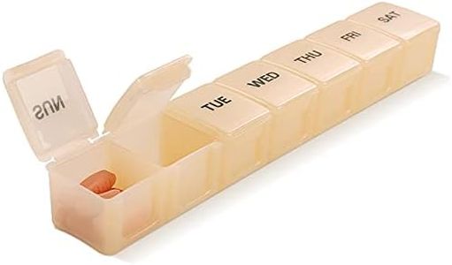 Pill Organizer XL Extra Large Weekly and Daily Pill Cases for Pills/Vitamin/Fish Oil/Supplements (Buff)